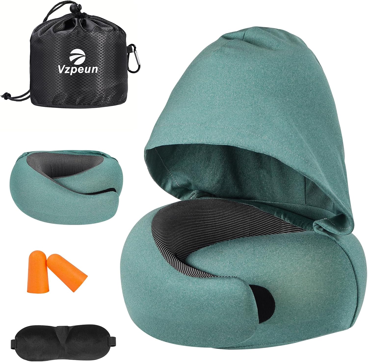 Travel Pillow - Hooded Neck Pillow Airplane Memory Foam Filling - Image 6